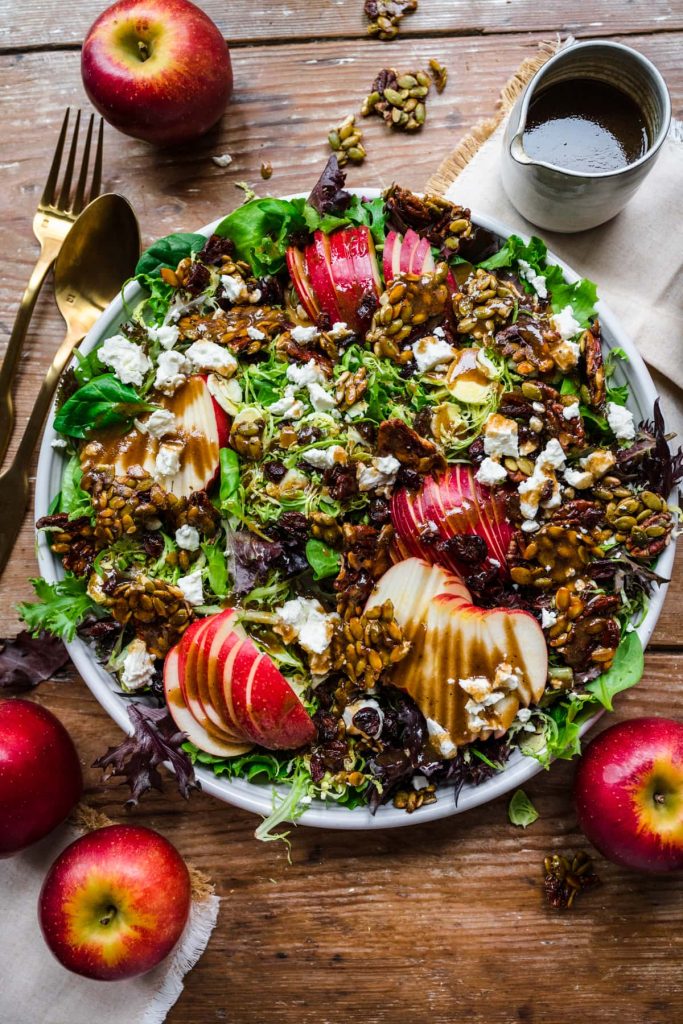 apple pecan salad with balsamic vinaigrette for fall entertaining dinner party