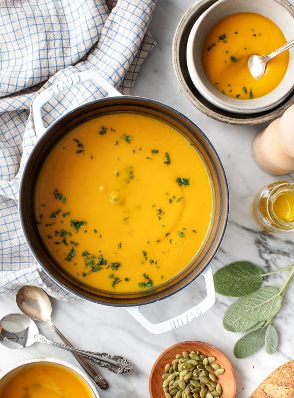 butternut squash soup for fall entertaining dinner party