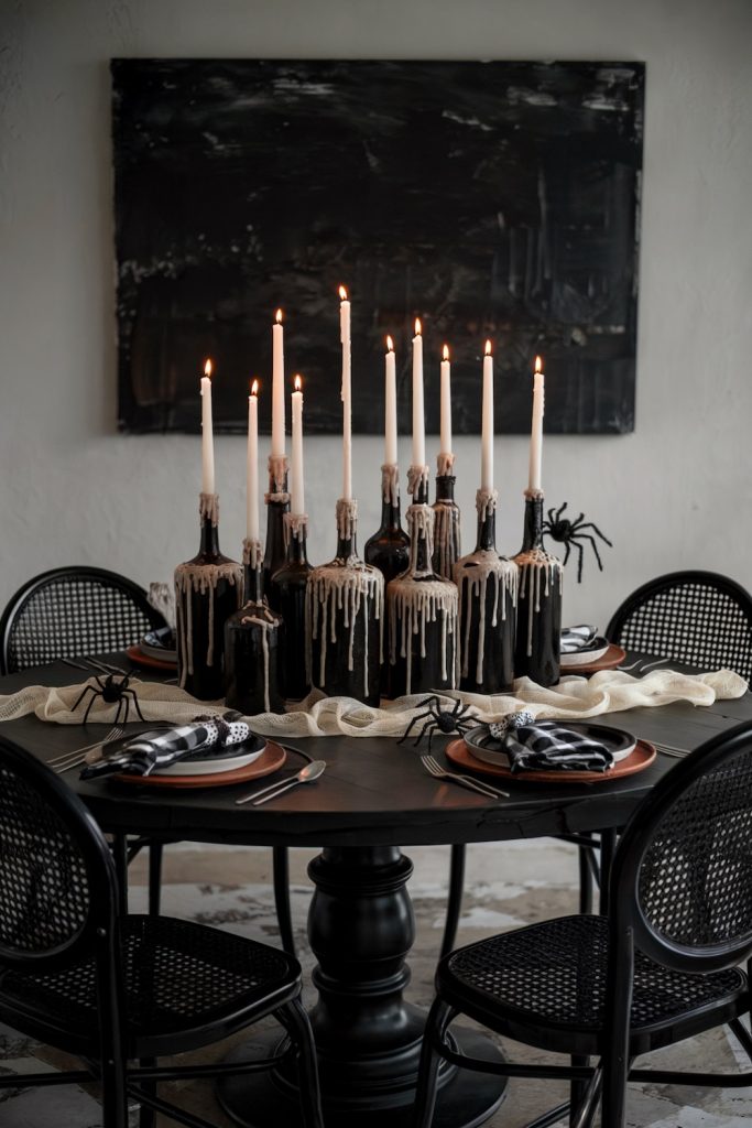wine taper candles for fall entertaining dinner party