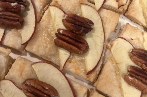 Close up photo of apple gruyere pecan tarts appetizer