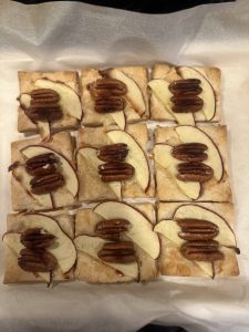 Finished apple gruyere pecan tarts out of the oven